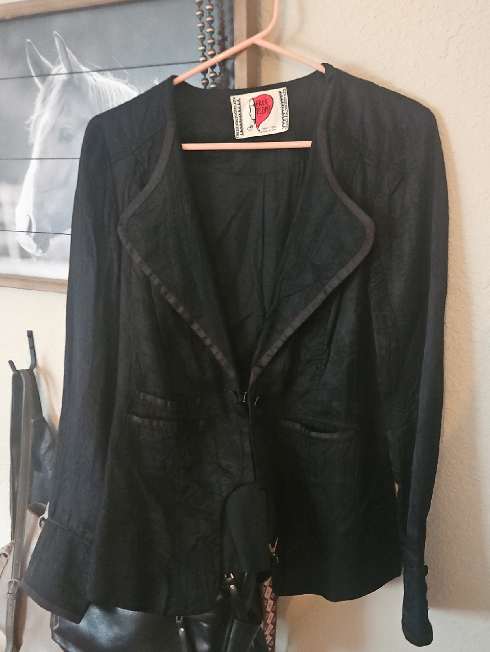 Free People Black Women's Satin Lightweight Blazer